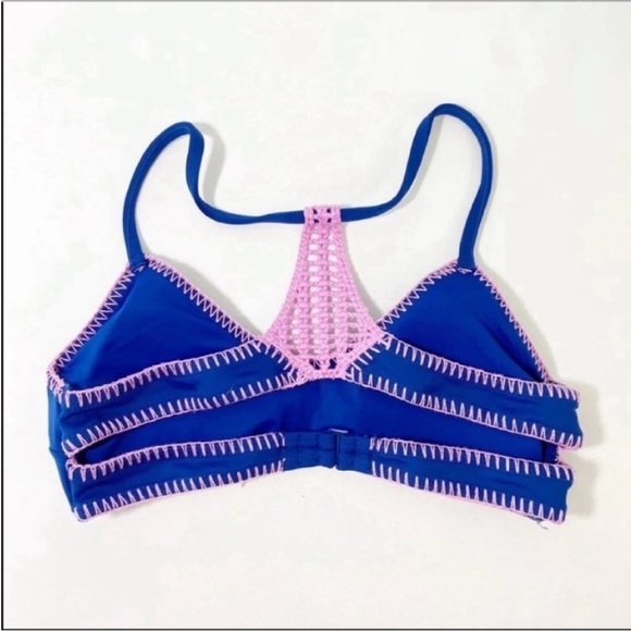 Victoria’s Secret crocheted swim top padded bra Pink & Blue Size XS - Picture 7 of 10